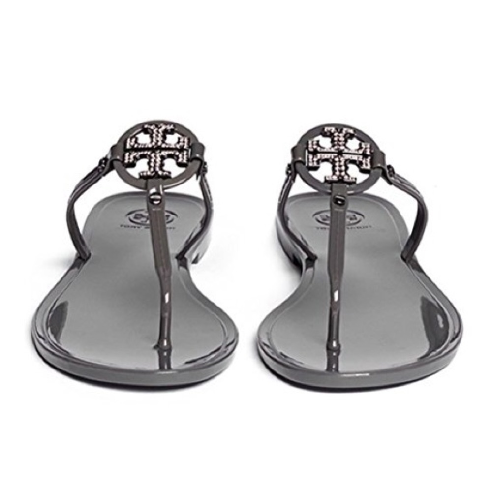 Tory Burch Miller Jelly Sandal Gray 9 100% AUTH